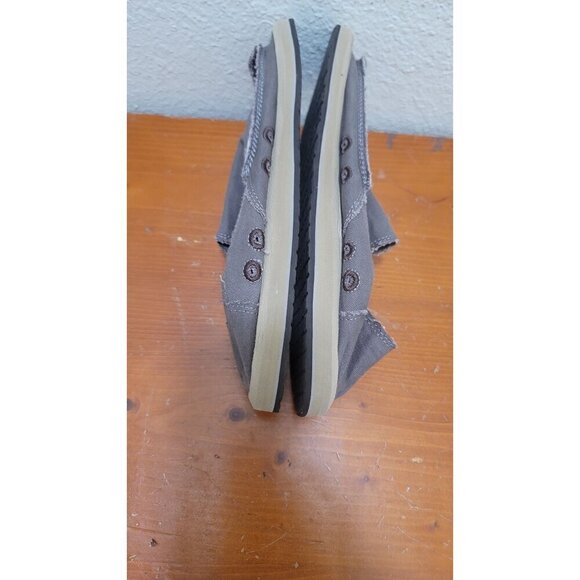 Sanuk Mens Brown Canvas Slip-On Shoes With Frayed Edges - Eco-Friendly & Comfort - Picture 8 of 11